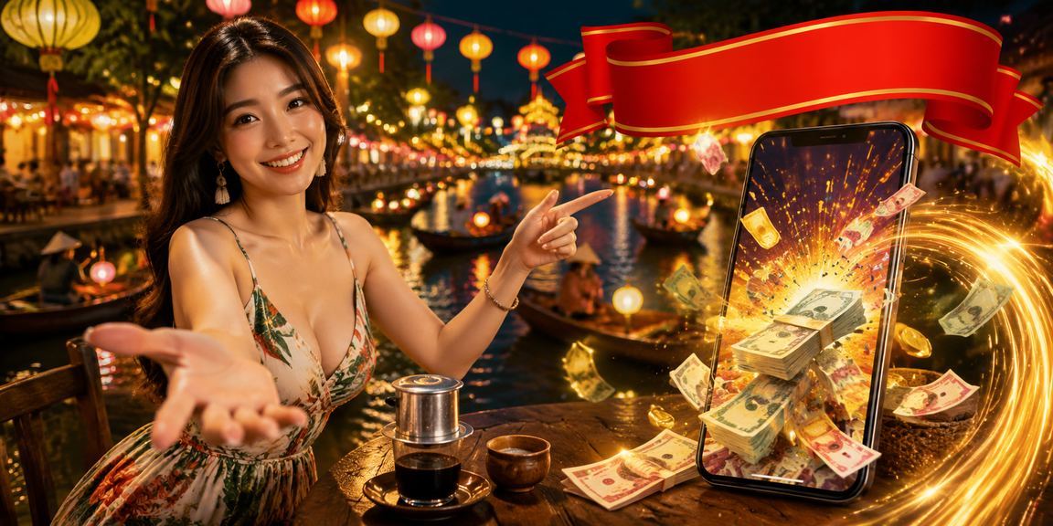 Người dùng ở Hội An kiểm tra thanh toán VND trên điện thoại trong quán cà phê